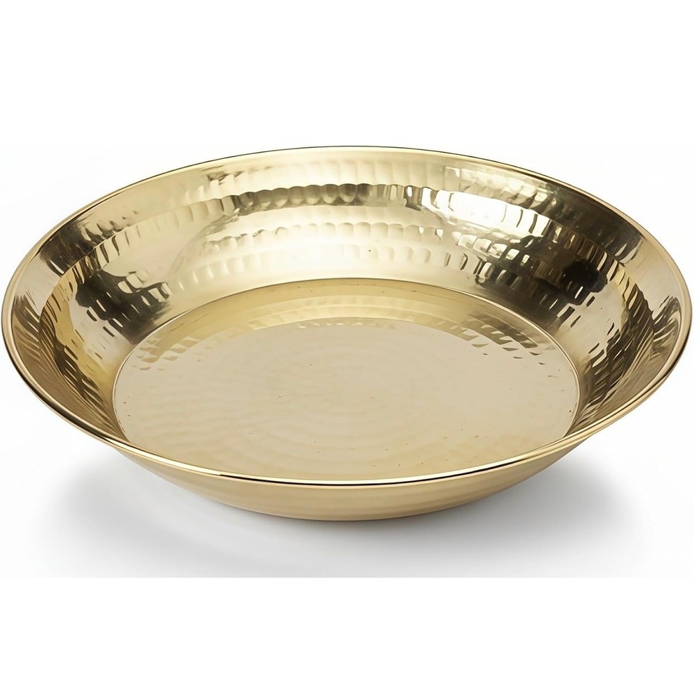 P-TAL Brass Paraat Mixing Bowl 14in Hammered Gold Atta Roti Dough Open Box